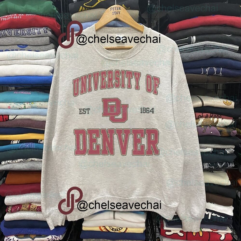 Vintage University Of Denver Sweatshirt, Denver College Shirt For Mens Womens